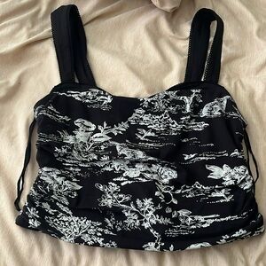 Floral black with white print FP tank